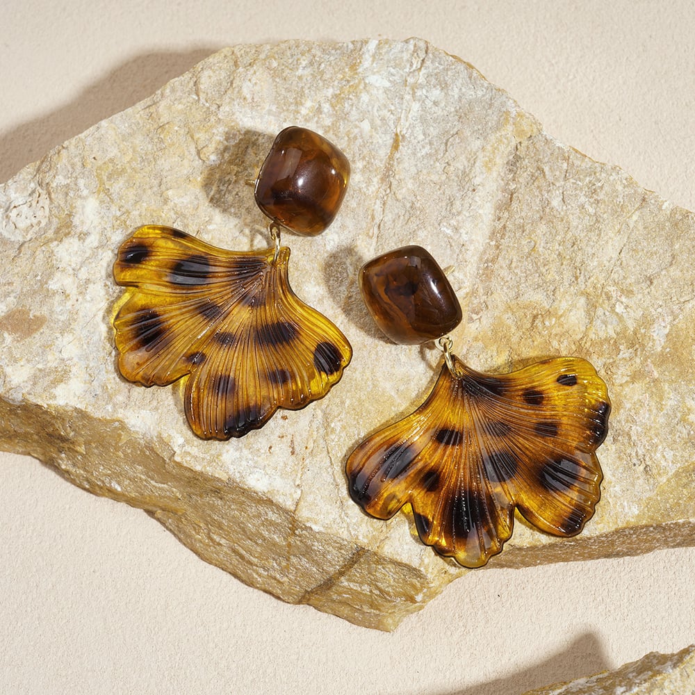 1 Paar Retro-Ohrhänger aus Acryl mit Leopardenmuster und Blättern h5Bild3