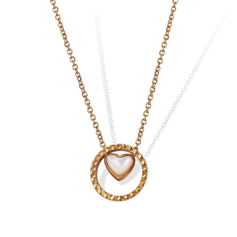 Collane con ciondolo a forma di cuore in acciaio inossidabile color oro 
