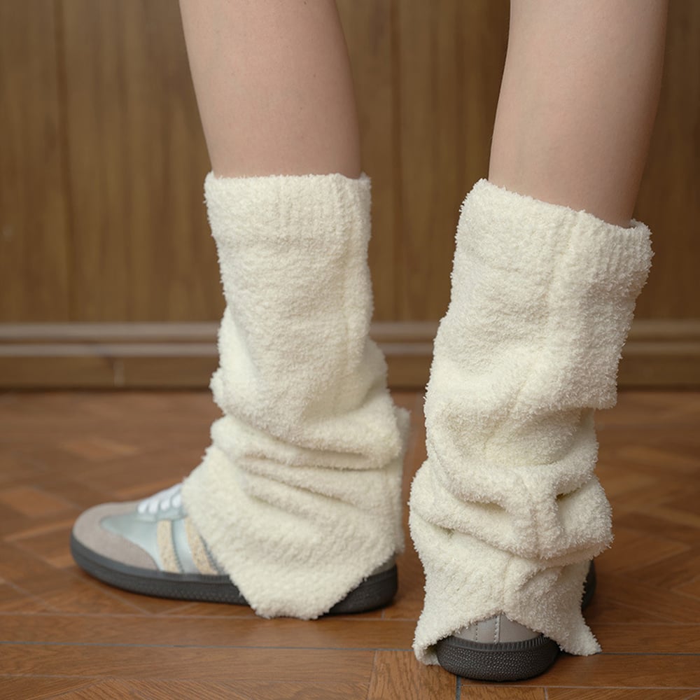 1 Pair Solid Color Knitted Leg Warmers h5Picture4