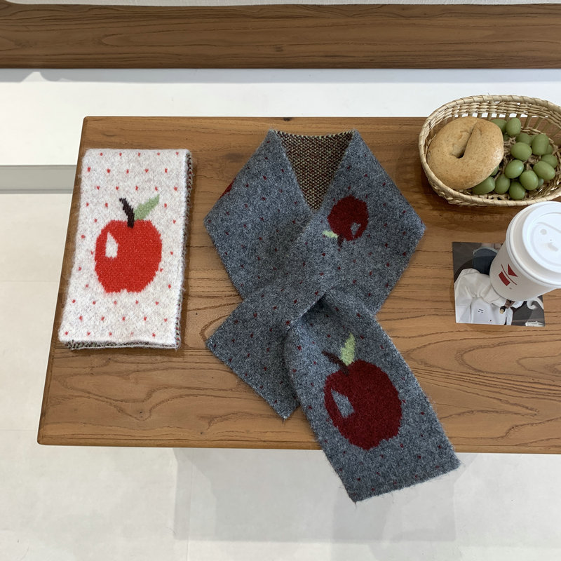 1 Piece Sweet Apple Polka Dots Rayon Winter Scarf h5Picture2