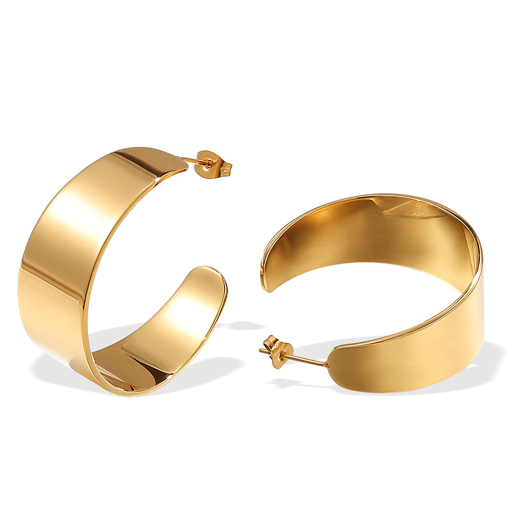 Simple Stainless Steel Gold Color  Stud Earrings