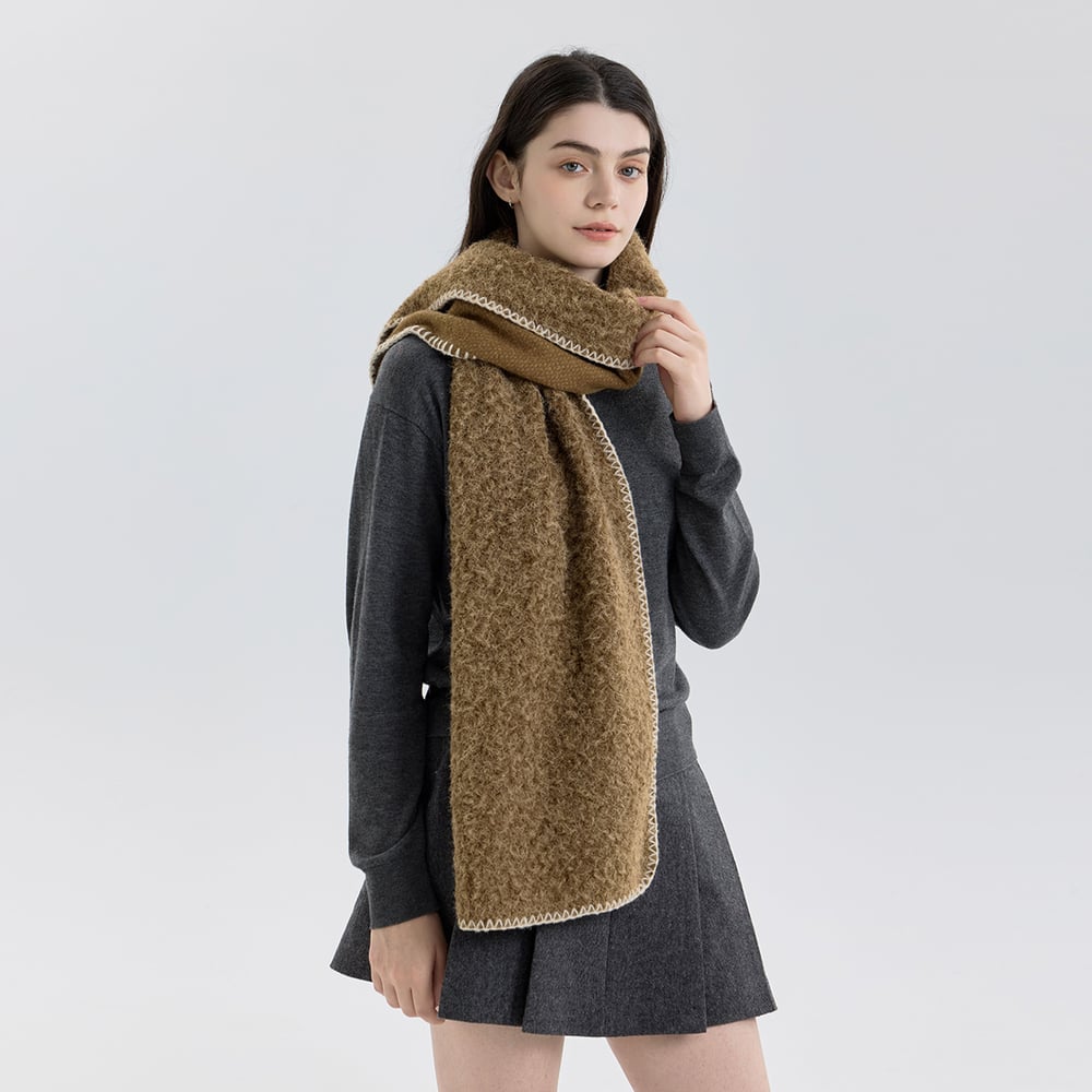 1 Piece Solid Color Solid Color Loop Yarn Scarf with Minimalist Hemming h5Picture3