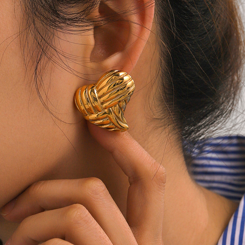 1 Pair Heart Shape Stainless Steel Stud Earrings Picture6