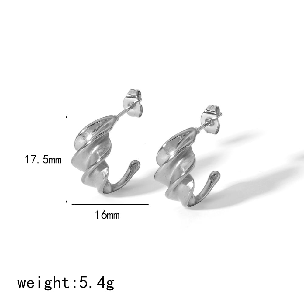1 pair of classic fashion  gold plated stainless steel C-shaped spiral earrings for women for daily wear Picture7