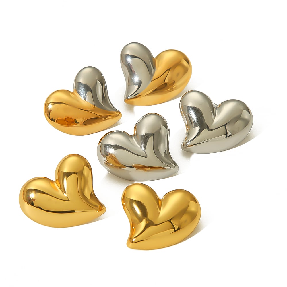 1 pair of classic fashion  gold-plated stainless steel asymmetrical shiny heart earrings for women for daily wear Picture5