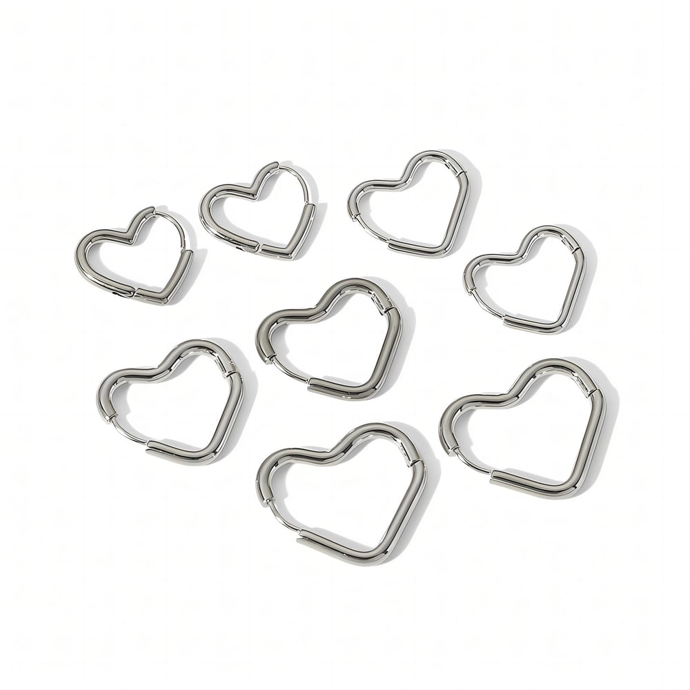 1 pair of simple classic  gold-plated stainless steel geometric heart earrings for women's jewelry for daily wear h5Picture4