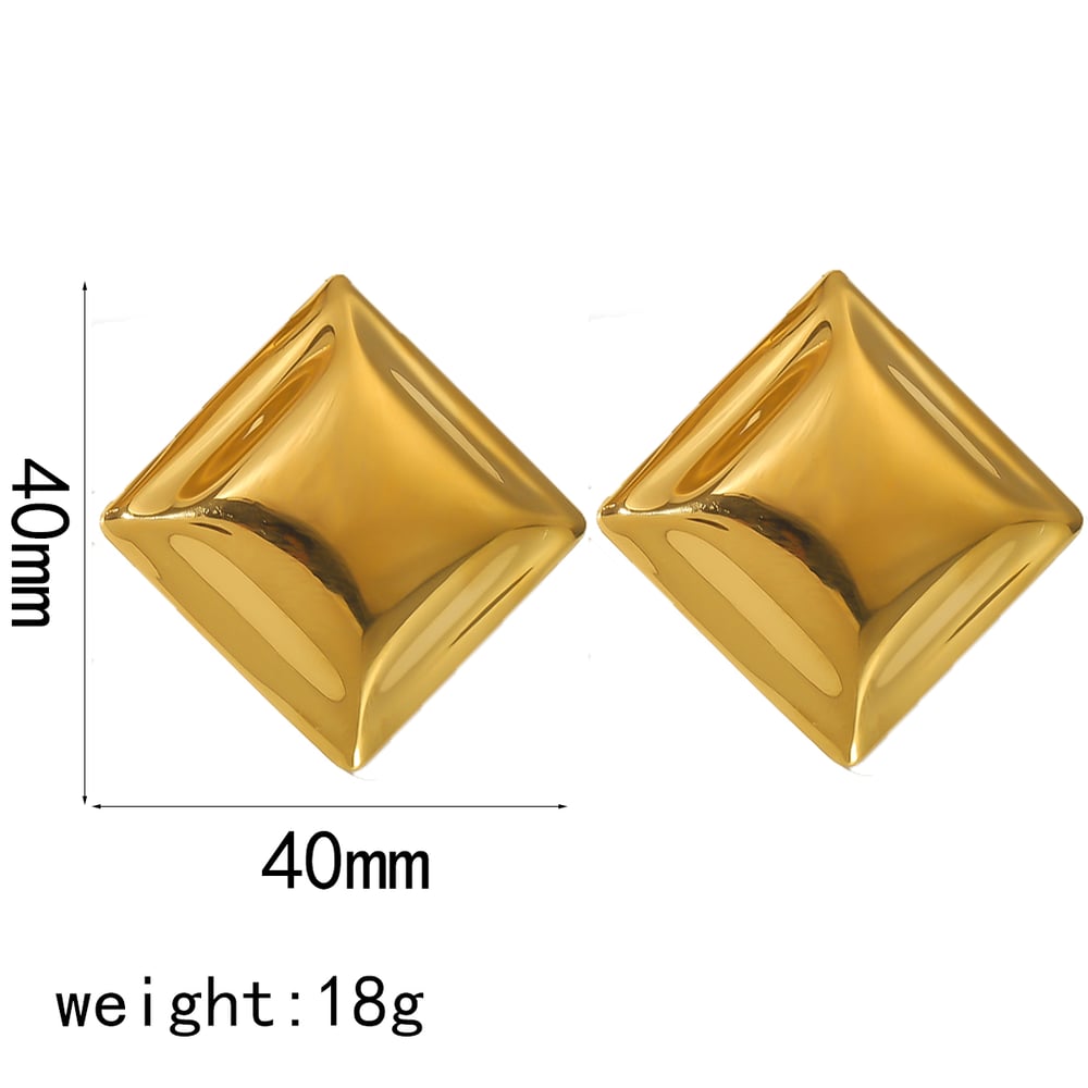 1 pair of fashionable high quality  gold plated stainless steel geometric square earrings suitable for women's daily wear h5Picture7