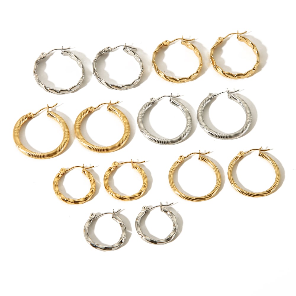 1 pair of stylish  gold-plated stainless steel twist earrings suitable for women's daily wear Picture6