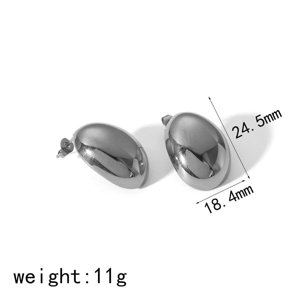1 pair of classic high quality  stainless steel polished oval earrings women jewelry daily wear Picture7