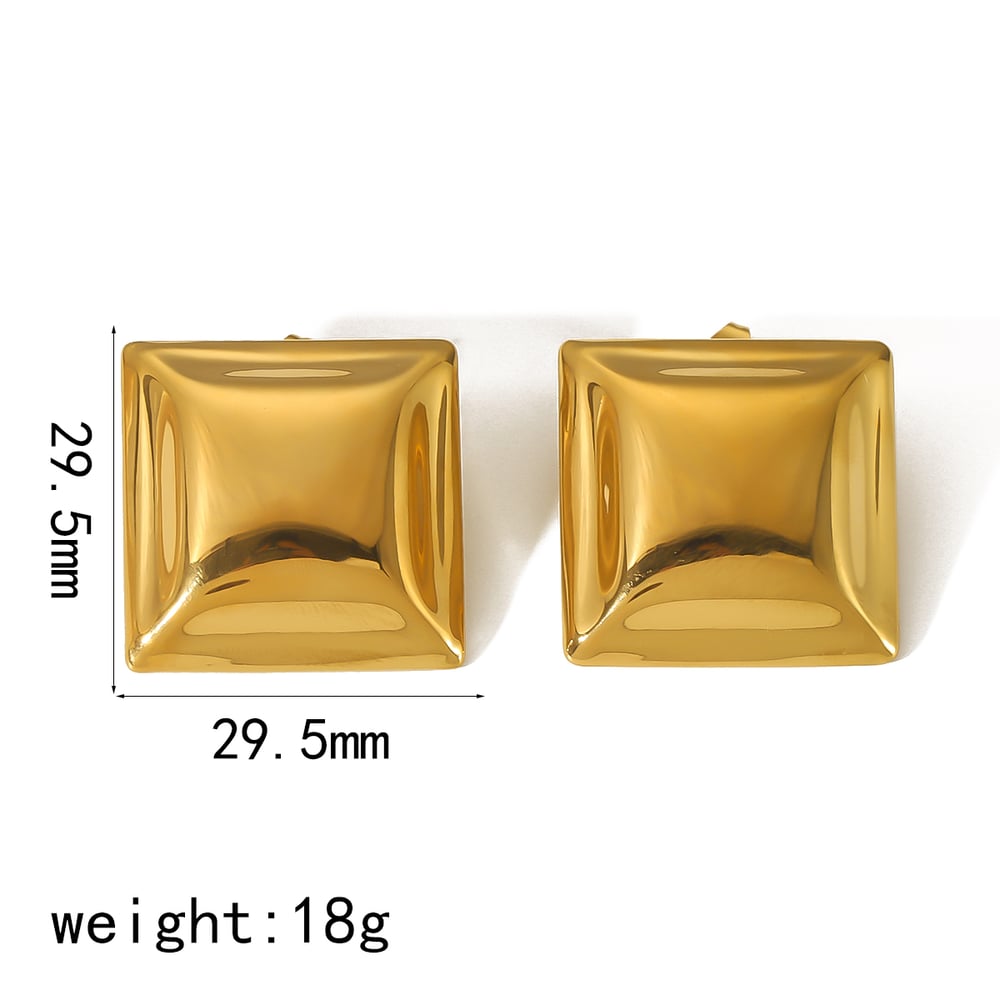 1 pair of fashionable high quality  gold plated stainless steel geometric square earrings suitable for women's daily wear Picture5