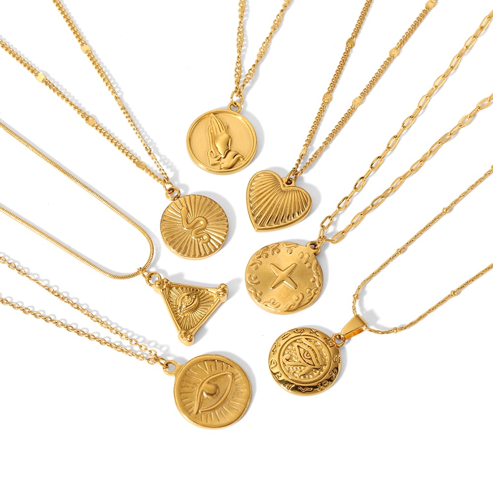 1 piece of simple and stylish  gold-plated stainless steel geometric triangle heart-shaped pendant necklace for women's jewelry for daily wear Picture3