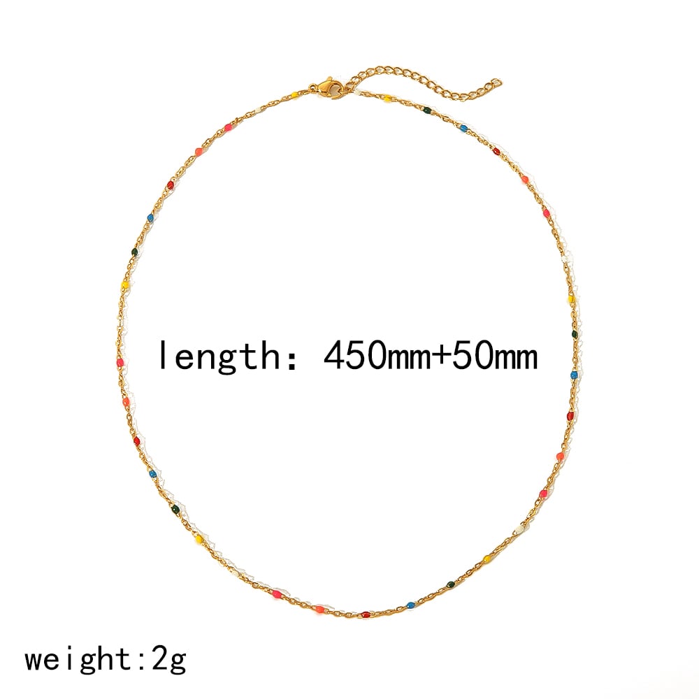 1 collar de clavícula con cuentas de colores de acero inoxidable chapado en oro de 18 quilates de moda para mujer para uso diario Imagen5