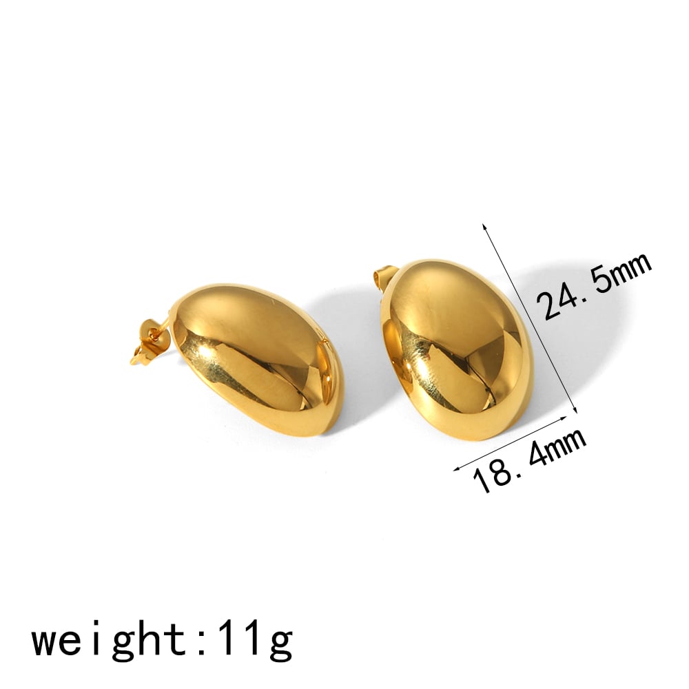 1 pair of classic high quality  stainless steel polished oval earrings women jewelry daily wear Picture6
