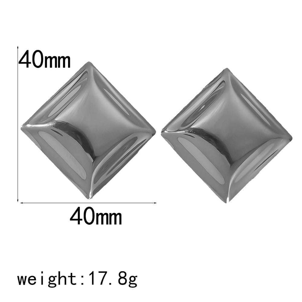 1 pair of fashionable high quality  gold plated stainless steel geometric square earrings suitable for women's daily wear h5Picture8