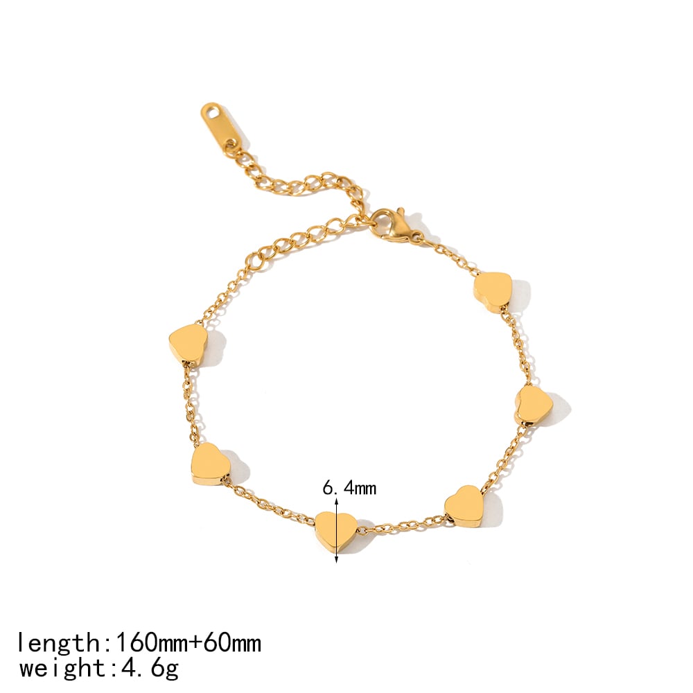 a simple  gold-plated stainless steel peach heart zircon bracelet for women's daily wear Picture5