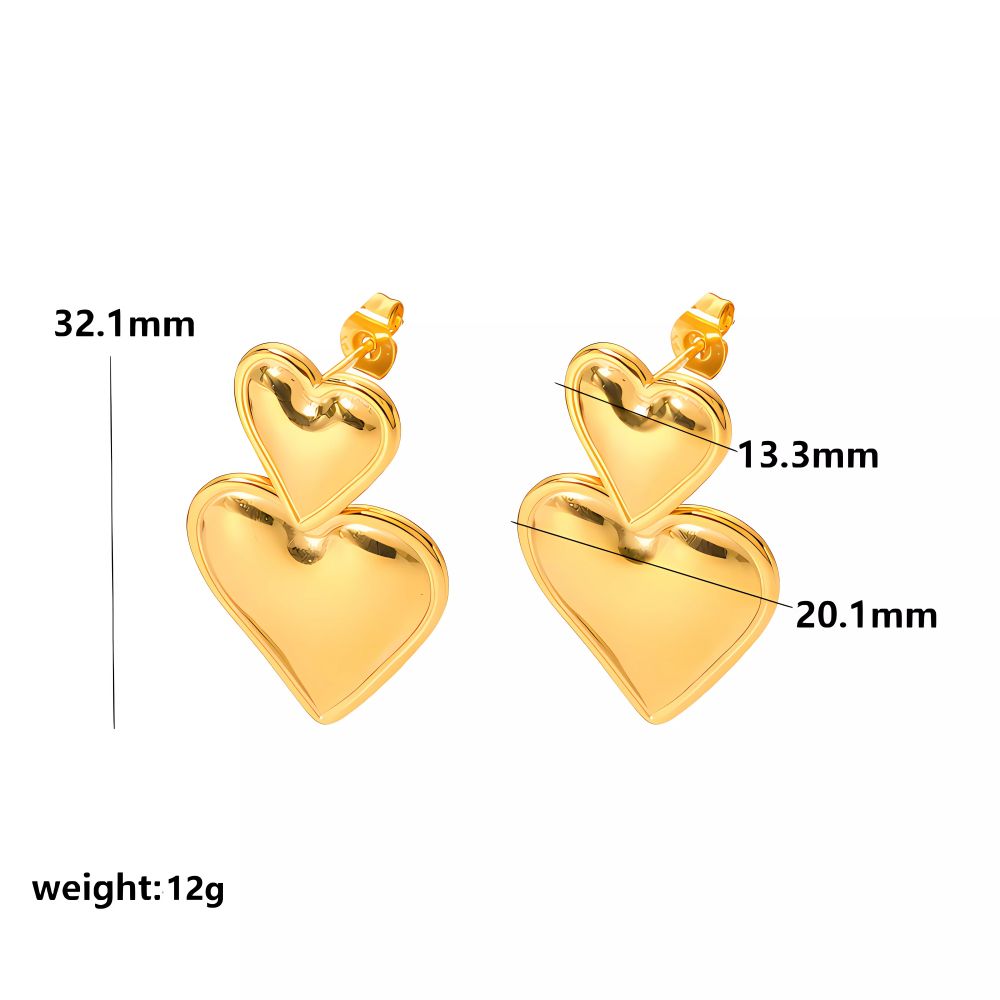 1 pair of elegant and fashionable  gold-plated stainless steel colorful oil drop love pendant earrings for women's jewelry for daily wear h5Picture6