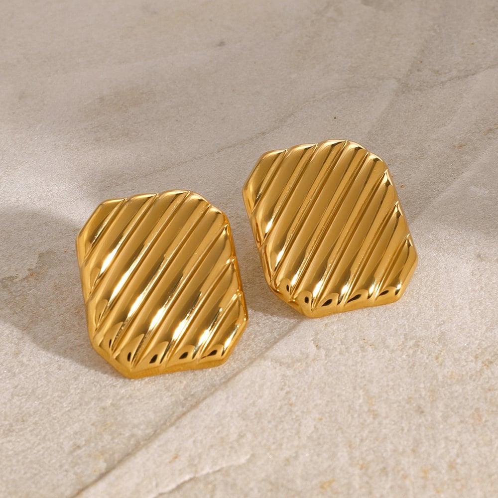 1 pair simple style square shape stainless steel  gold plated women's stud earrings Picture8