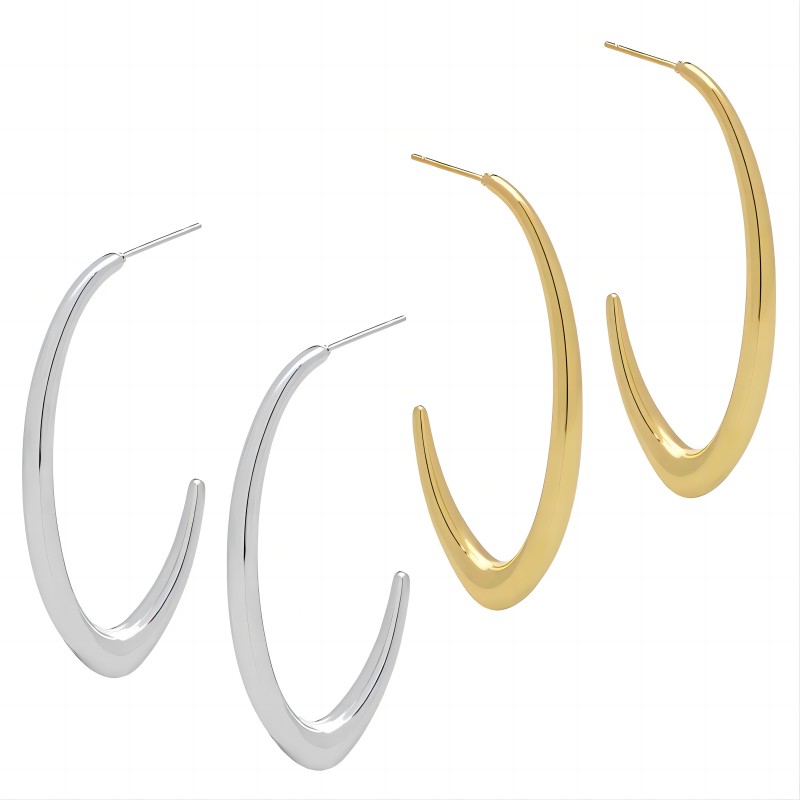 1 pair of personalized fashion  gold-plated stainless steel geometric C-shaped earrings for women's jewelry for daily wear h5Picture5
