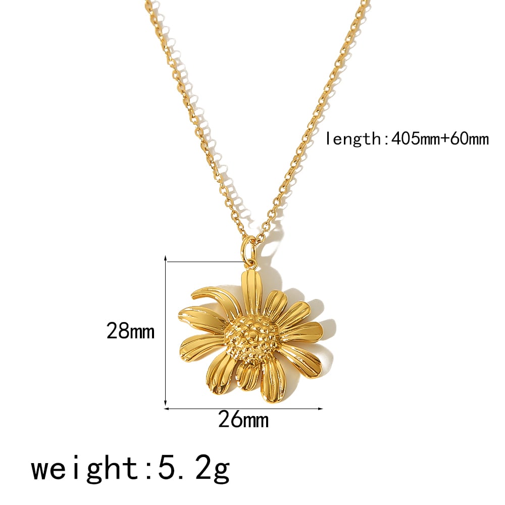 1 piece of elegant and fashionable  gold-plated stainless steel flower daisy pendant necklace for women for daily wear Picture5