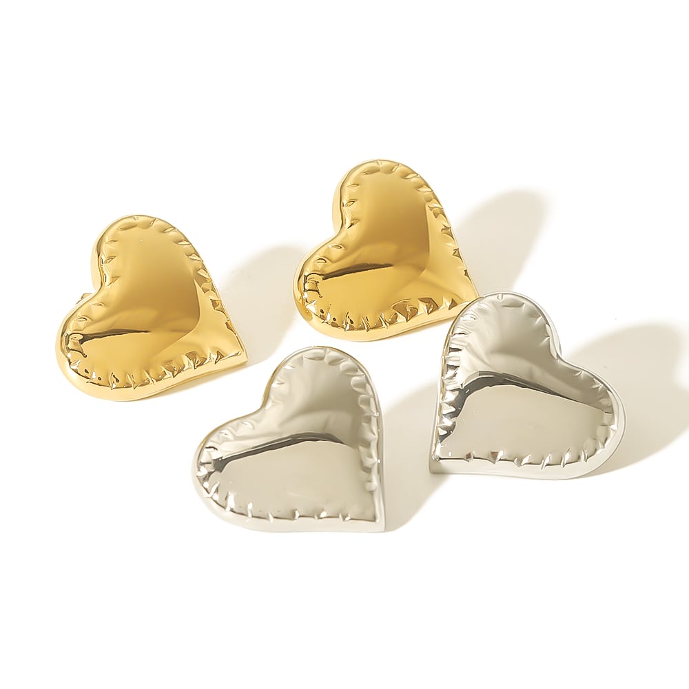 1 Pair 1 pair of fashionable classic  gold-plated stainless steel geometric smooth heart earrings for women's jewelry for daily wear Women Stud Earrings Picture5