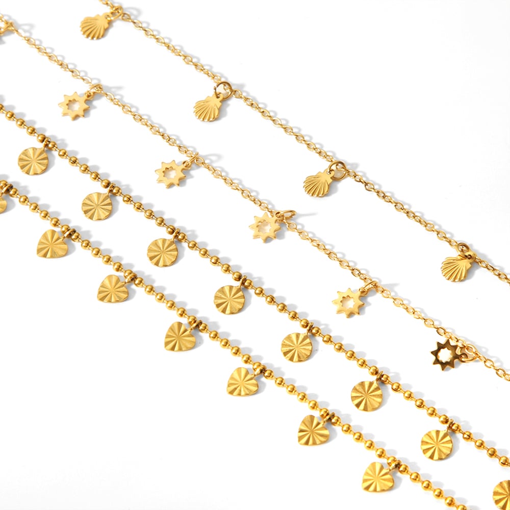 1 pair simple series sweet heart stainless steel  gold plated women anklets Picture5