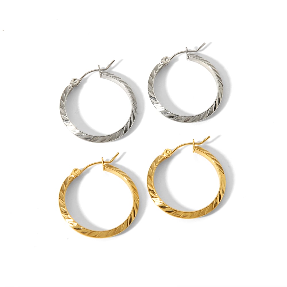 1 pair daily geometric stainless steel  gold plated women hoop earrings Picture5