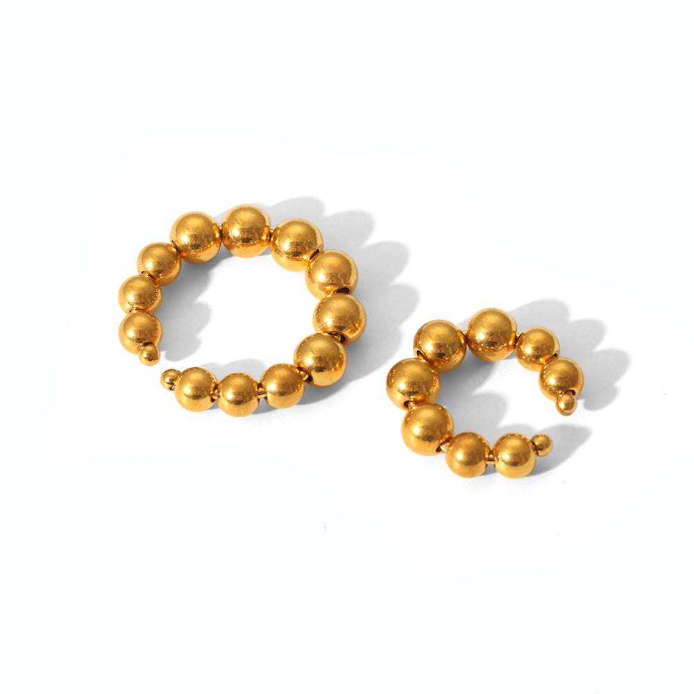 1 pair simple series  style beads stainless steel  gold plated women clip-on earrings Picture5