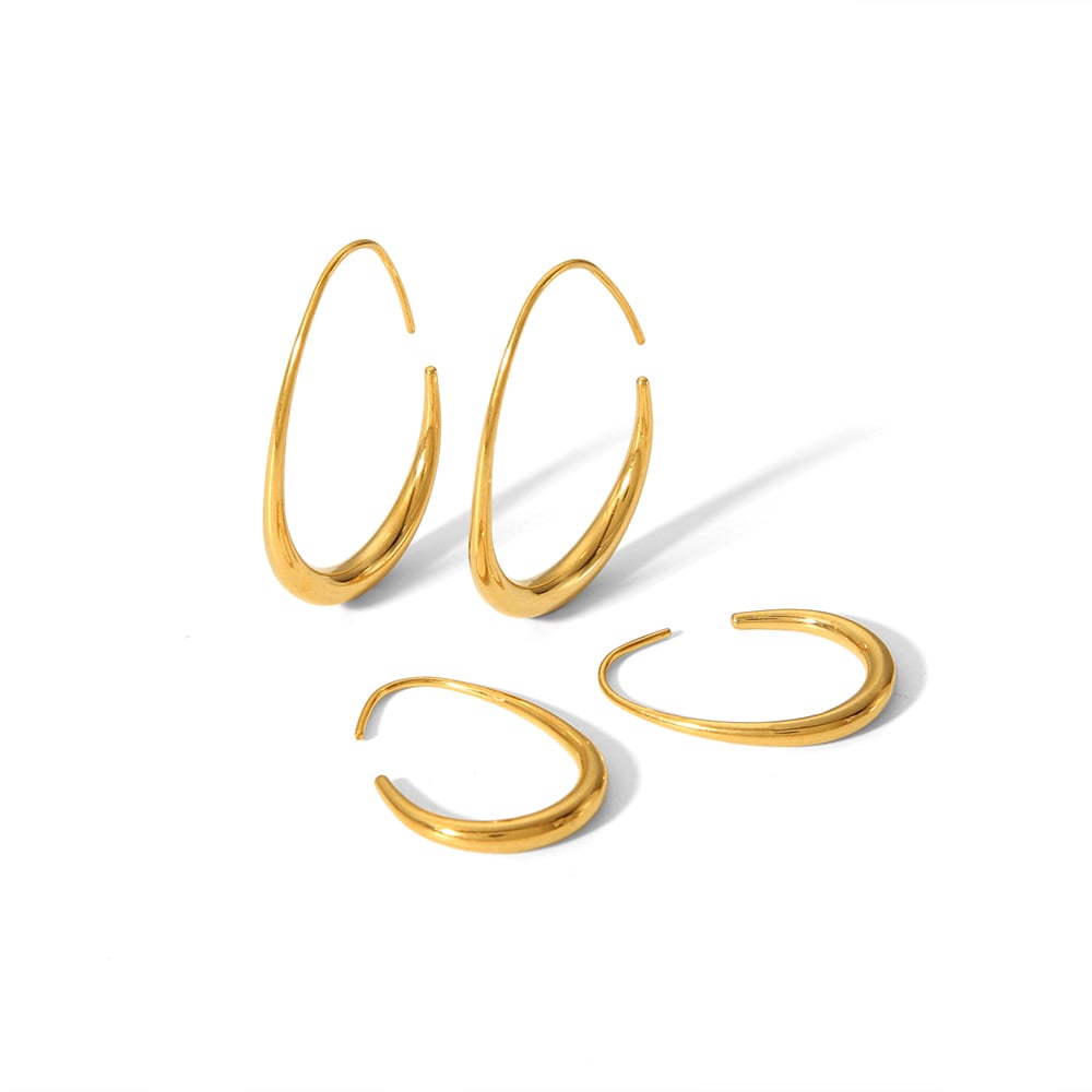 1 paio di orecchini a bottone da donna in acciaio inossidabile placcato oro 18K, classici e geometrici, serie semplice Immagine5