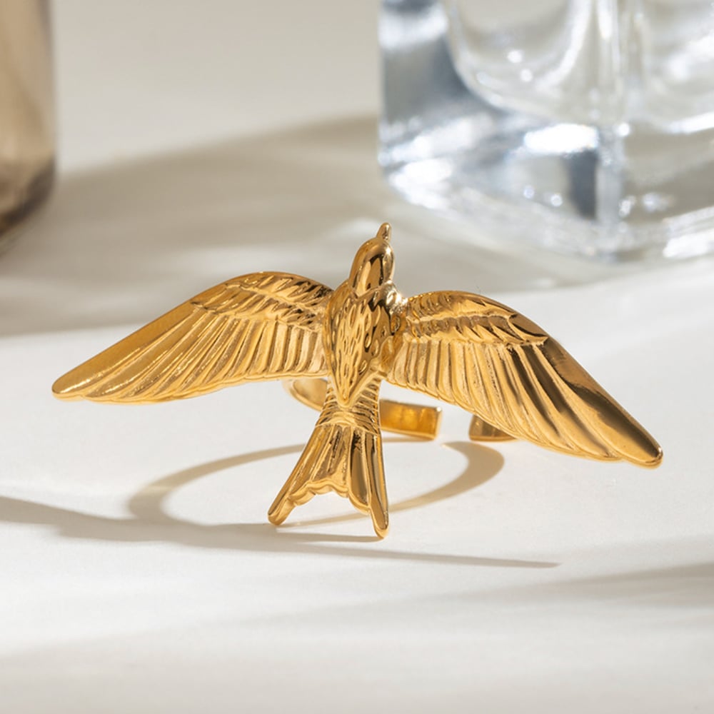 1 pair simple series  style animal stainless steel  gold plated women adjustable rings h5Picture3