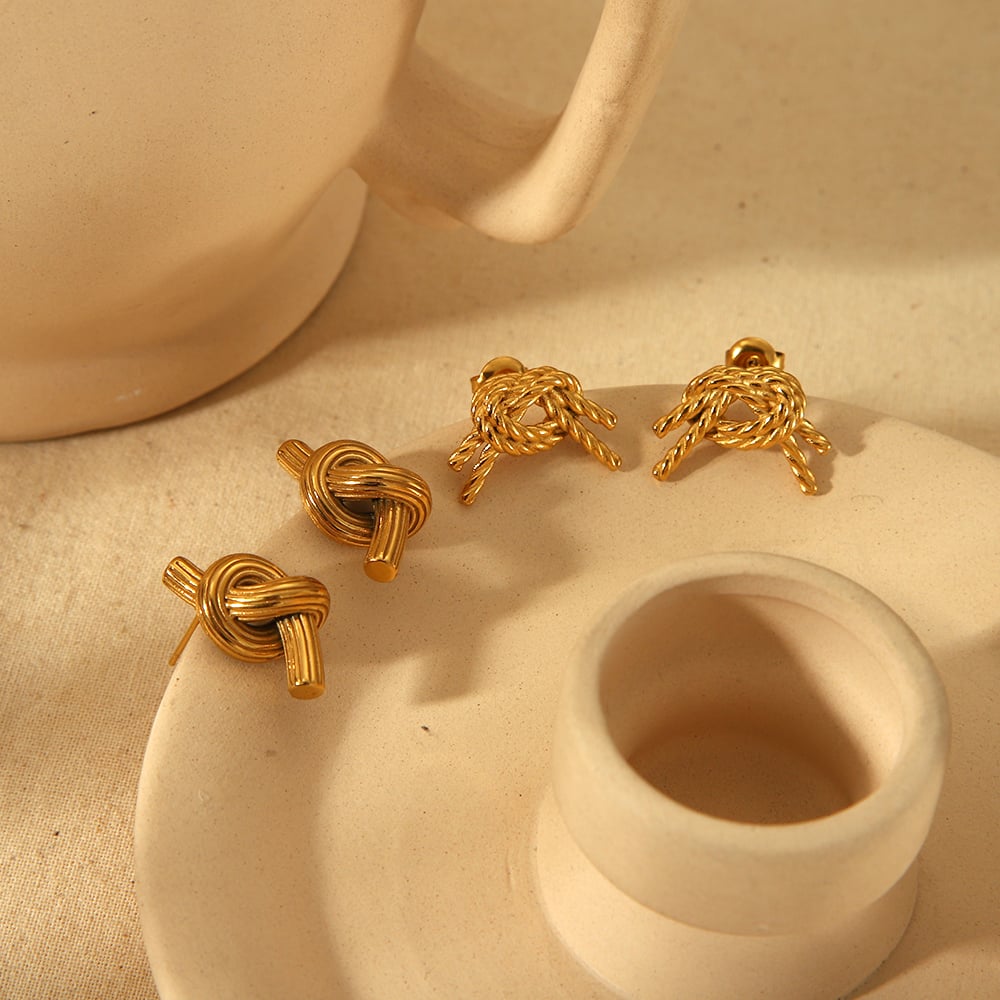 1 pair simple series classic geometric stainless steel  gold plated women stud earrings Picture4