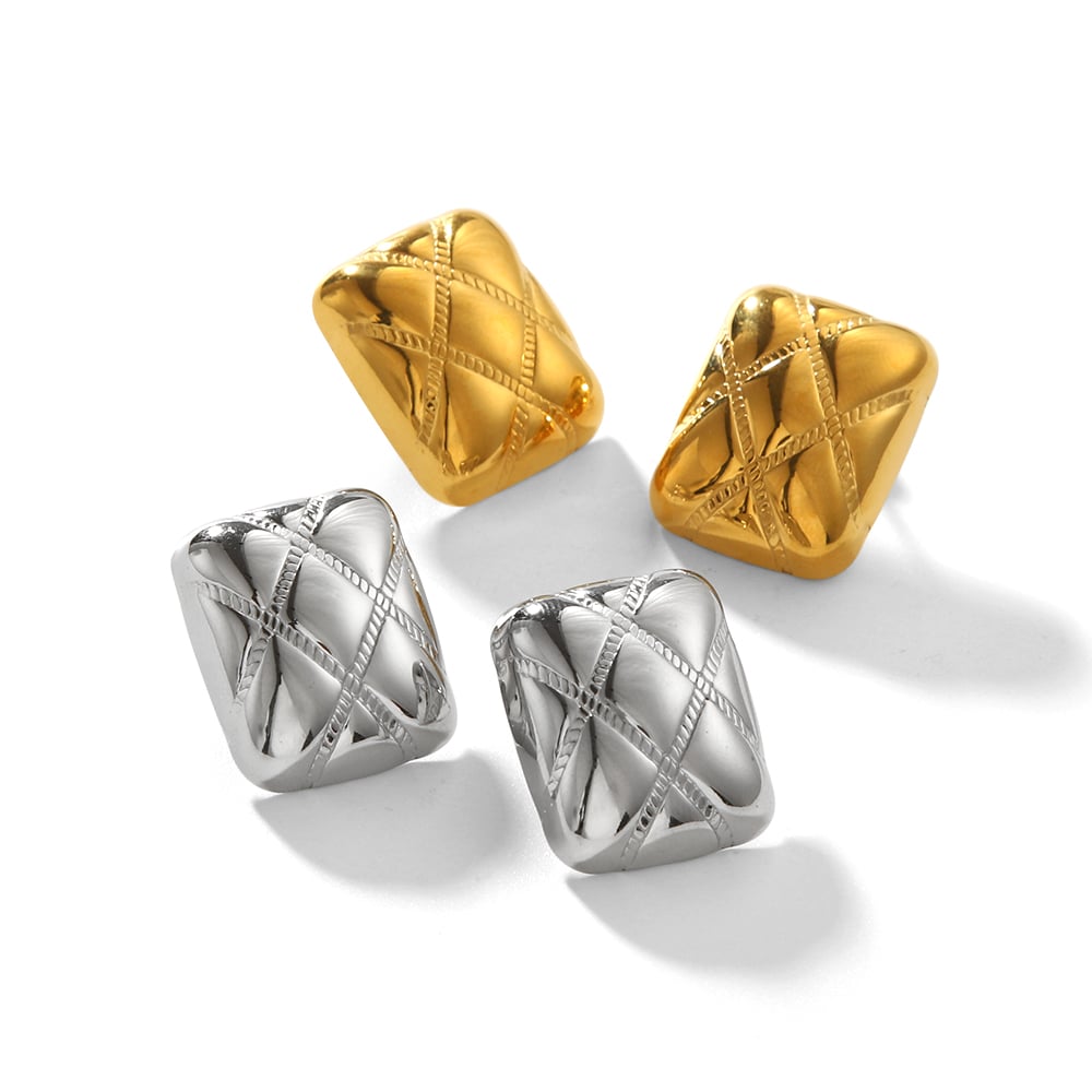 1 pair simple series classic geometric stainless steel  gold plated women stud earrings Picture5