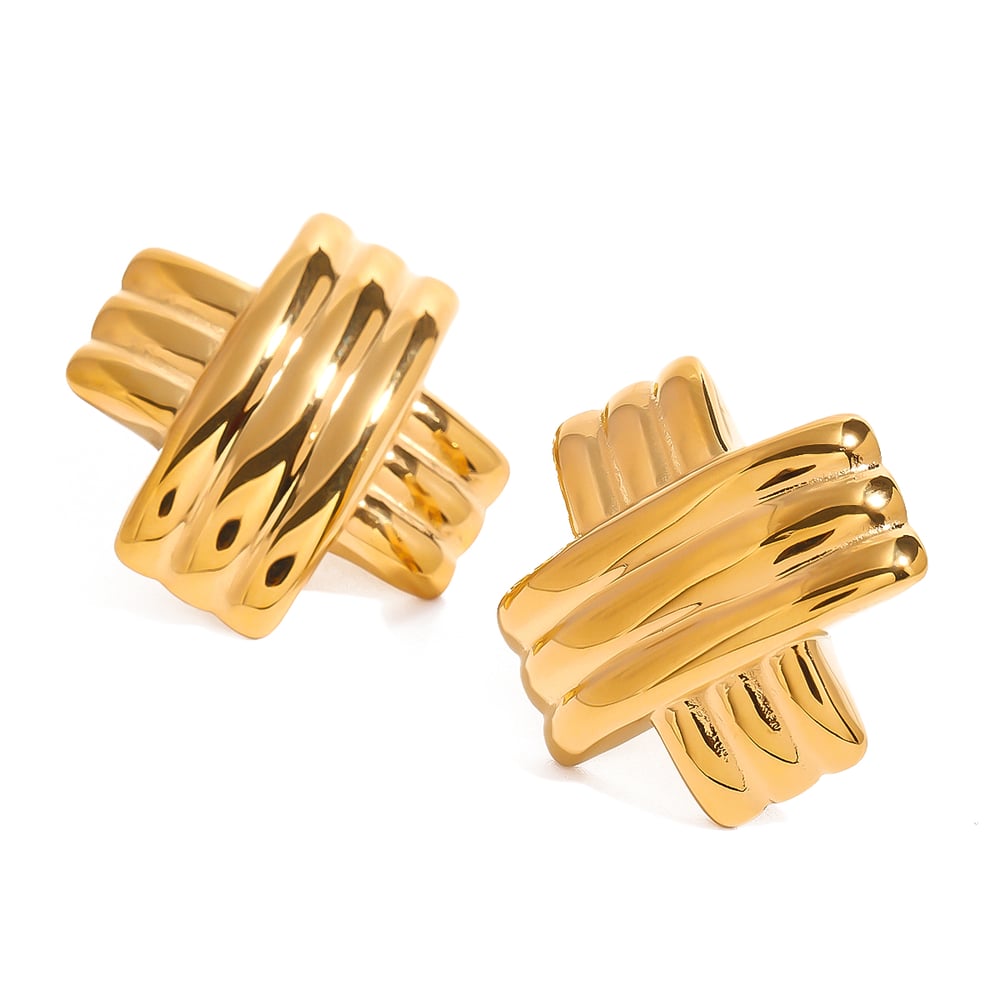 1 pair simple series daily letter stainless steel  gold plated women stud earrings Picture4