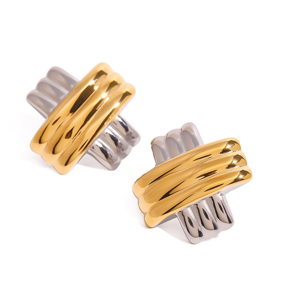 1 pair simple series daily letter stainless steel  gold plated women stud earrings Picture5
