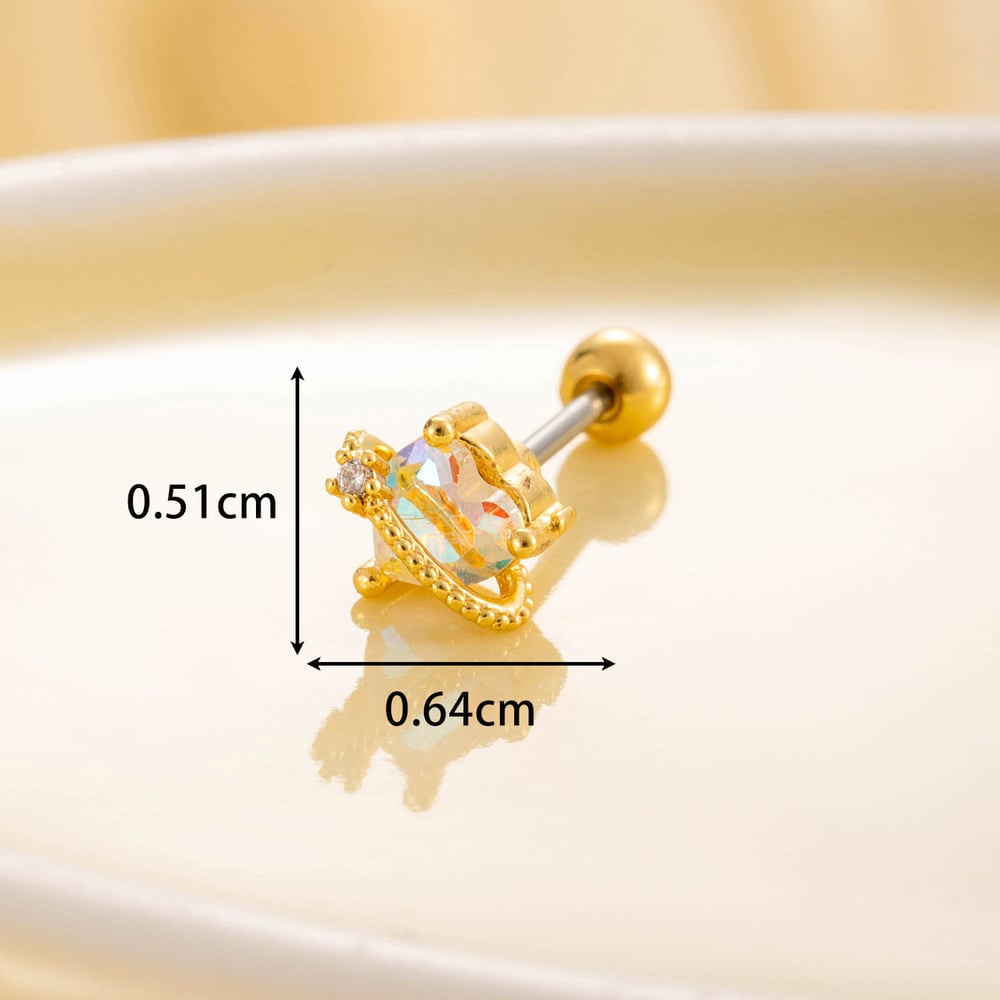 1 Piece Simple Series Simple Heart Titanium Steel No Plating Material Zircon Women Stud Earrings Picture4