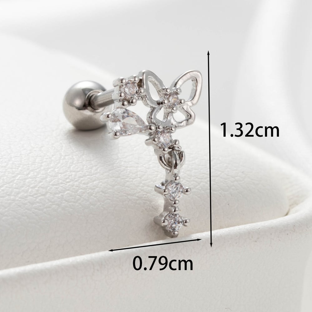 1 Piece Simple Series Simple Heart Titanium Steel No Plating Material Zircon Women Stud Earrings Picture5