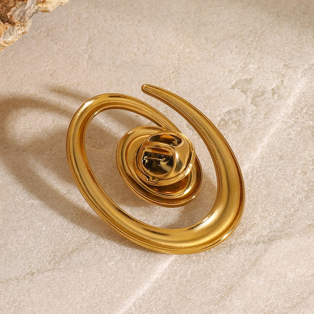 1 pair simple series classic geometric stainless steel  gold plated artificial pearl women brooches h5Picture3