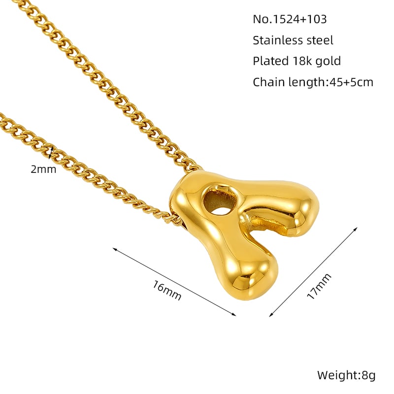 1 piece simple series daily letter titanium steel  gold plated unisex pendant necklaces h5Picture7