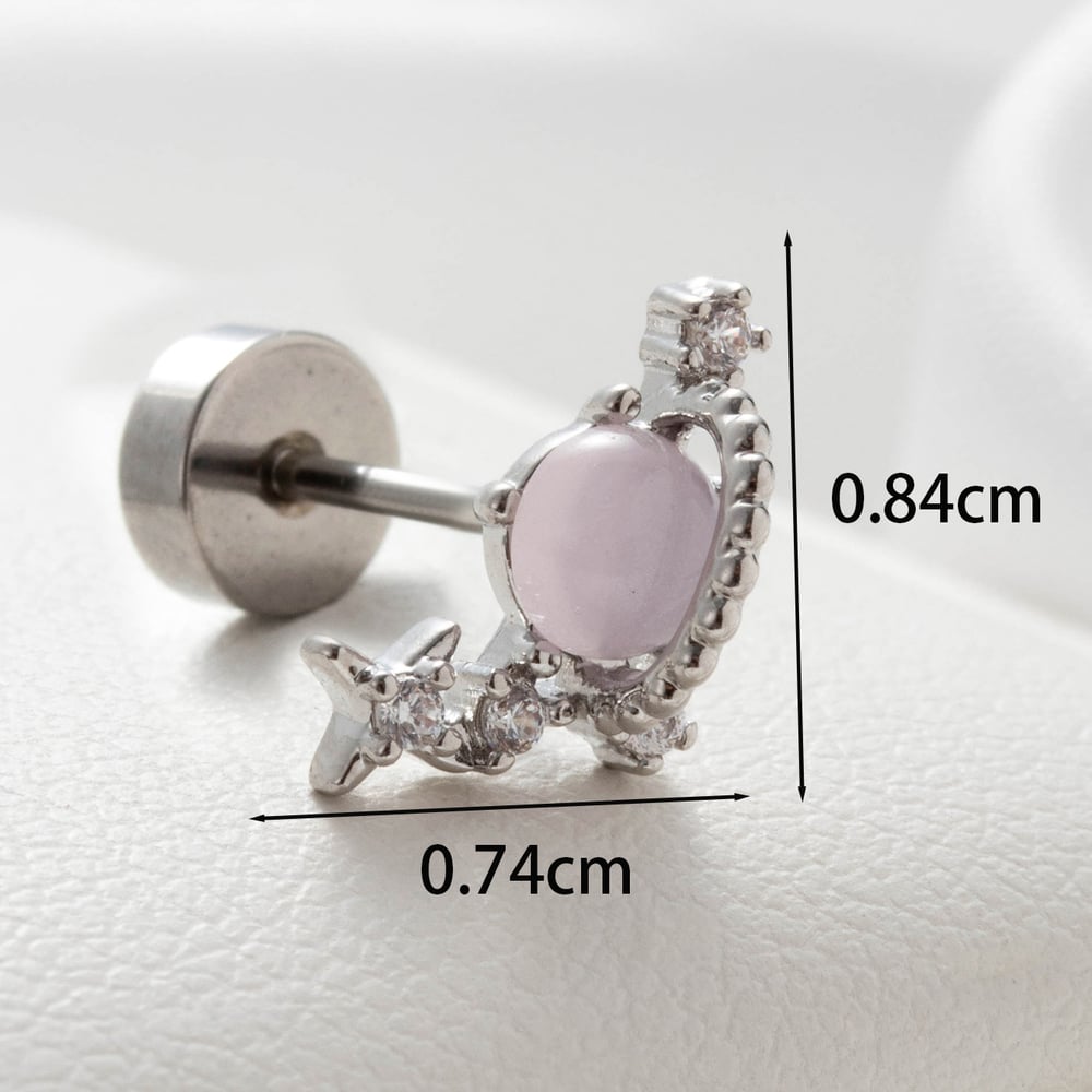 1 Piece Simple Series Classic Heart Titanium Steel No Plating Material Zircon Women Stud Earrings Picture4