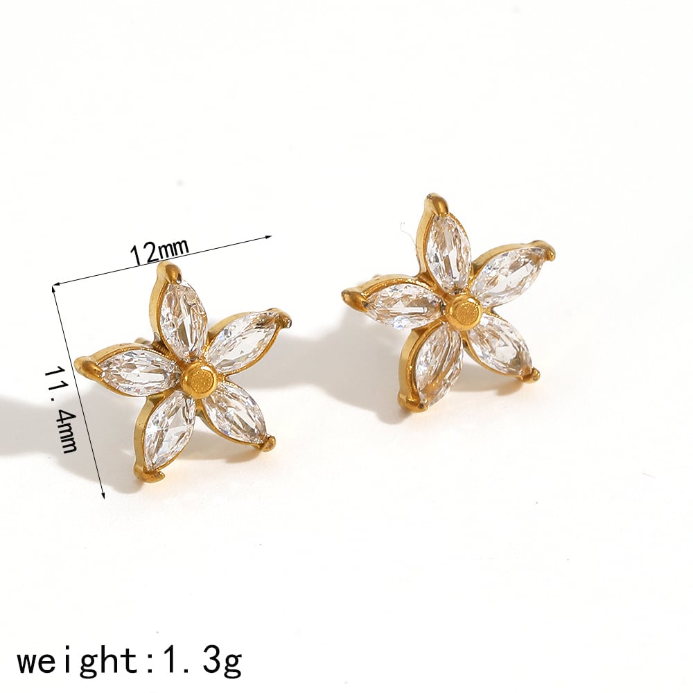 1 pair simple series daily flower stainless steel  gold plated women's stud earrings Picture6