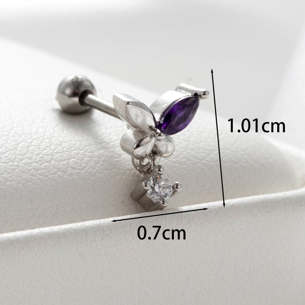 1 Piece Simple Series Classic Flower Titanium Steel No Plating Material Zircon Women Stud Earrings Picture4