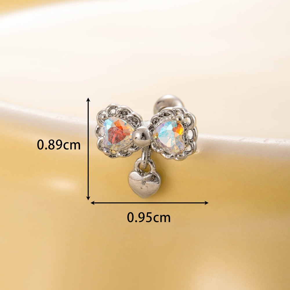 1 Piece Simple Series Simple Bow Knot Titanium Steel No Plating Material Zircon Women Stud Earrings Picture5