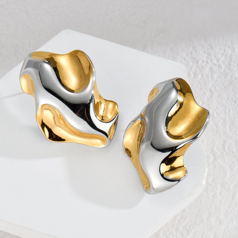 1 pair simple series casual geometric stainless steel  gold plated women stud earrings h5Picture2