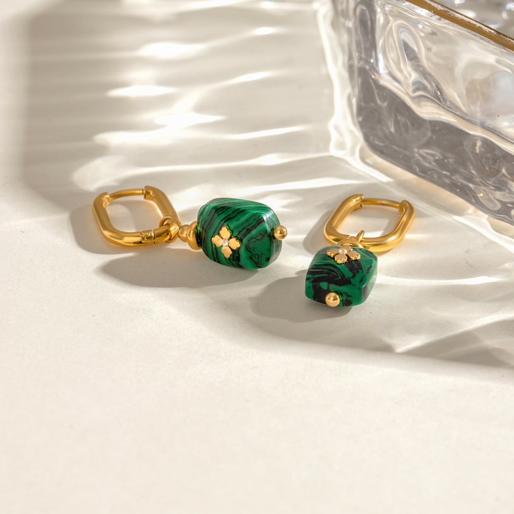 1 pair classic series elegant geometric stainless steel  gold plated women drop earrings h5Picture3