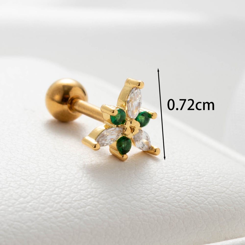 1 Piece Simple Series Simple Plant Titanium Steel No Plating Material Zircon Women Stud Earrings Picture6