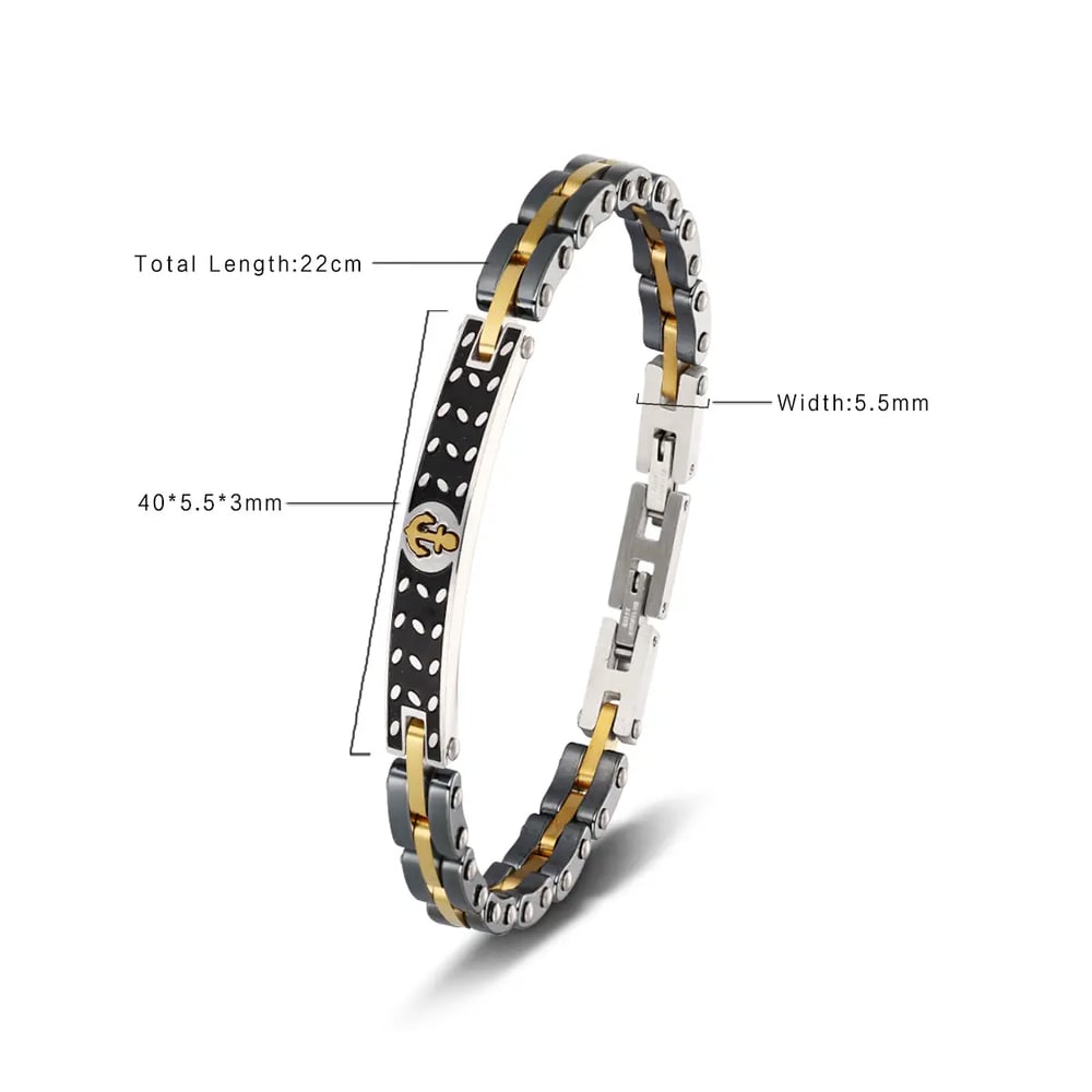 1 paio di bracciali da uomo in acciaio inossidabile con motivo geometrico retrò, serie semplice h5Immagine4