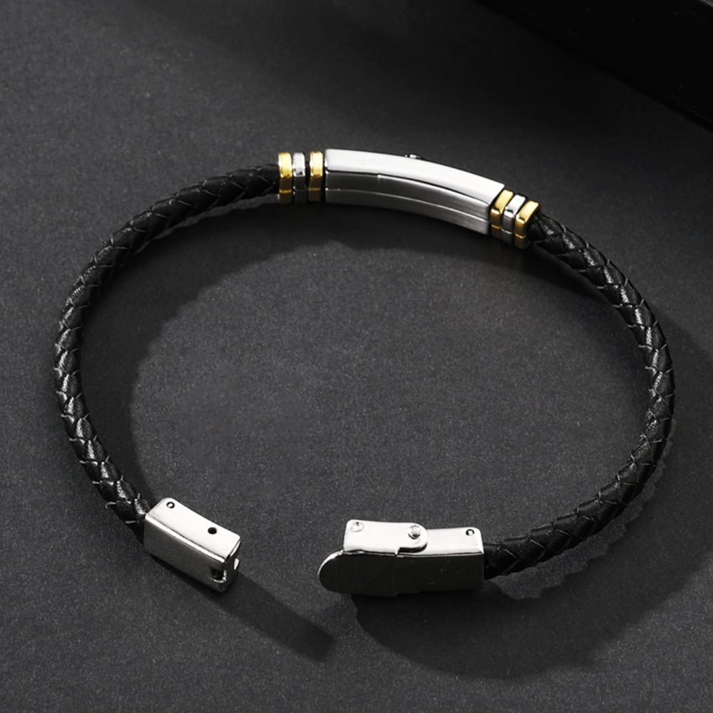 1 paio di bracciali da uomo in acciaio inossidabile con motivo geometrico retrò, serie semplice h5Immagine4