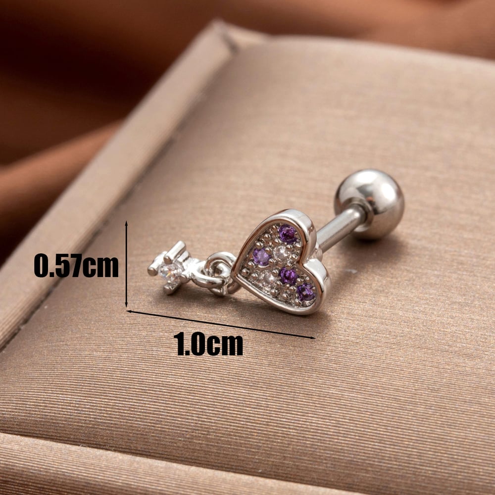 1 Piece Simple Series Classic Heart Copper No Plating Material Zircon Women Stud Earrings Picture3