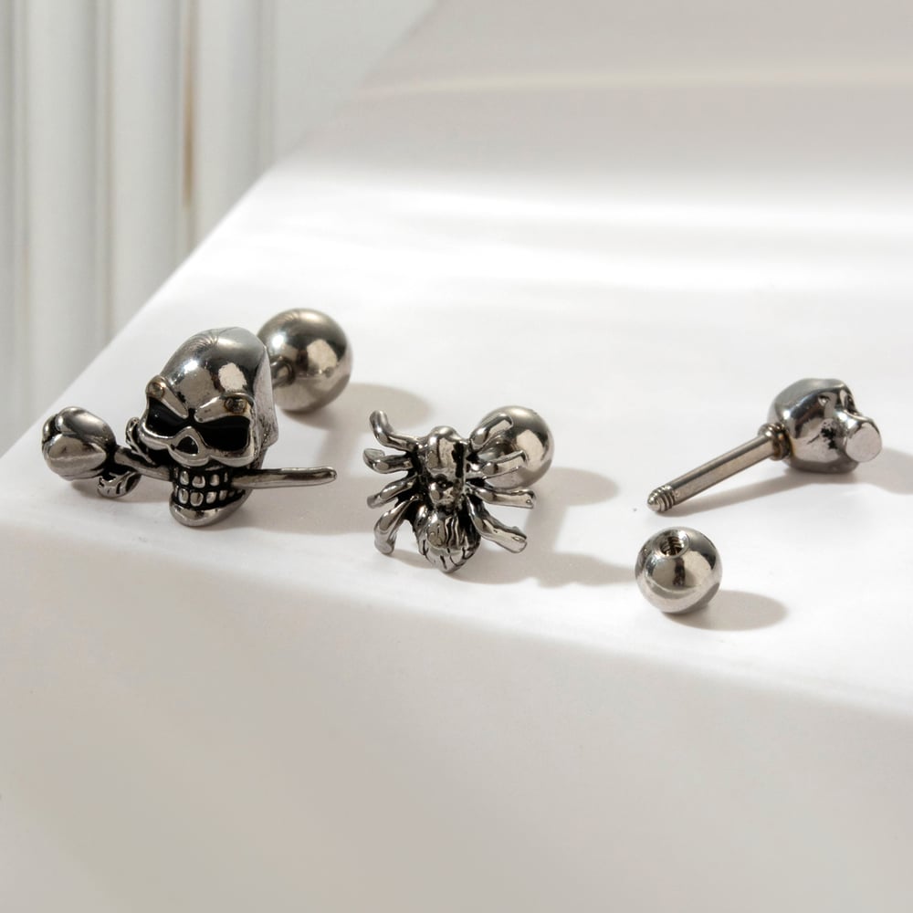 1 Piece Simple Series Classic Skull Titanium Steel No Plating Material Women Stud Earrings h5Picture7
