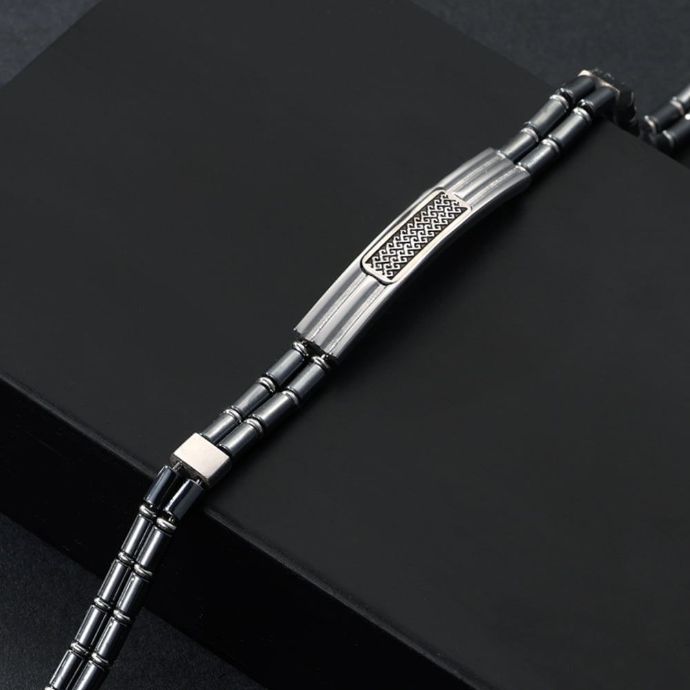 1 paio di braccialetti da uomo in acciaio inossidabile con motivo geometrico semplice della serie Simple h5Immagine3