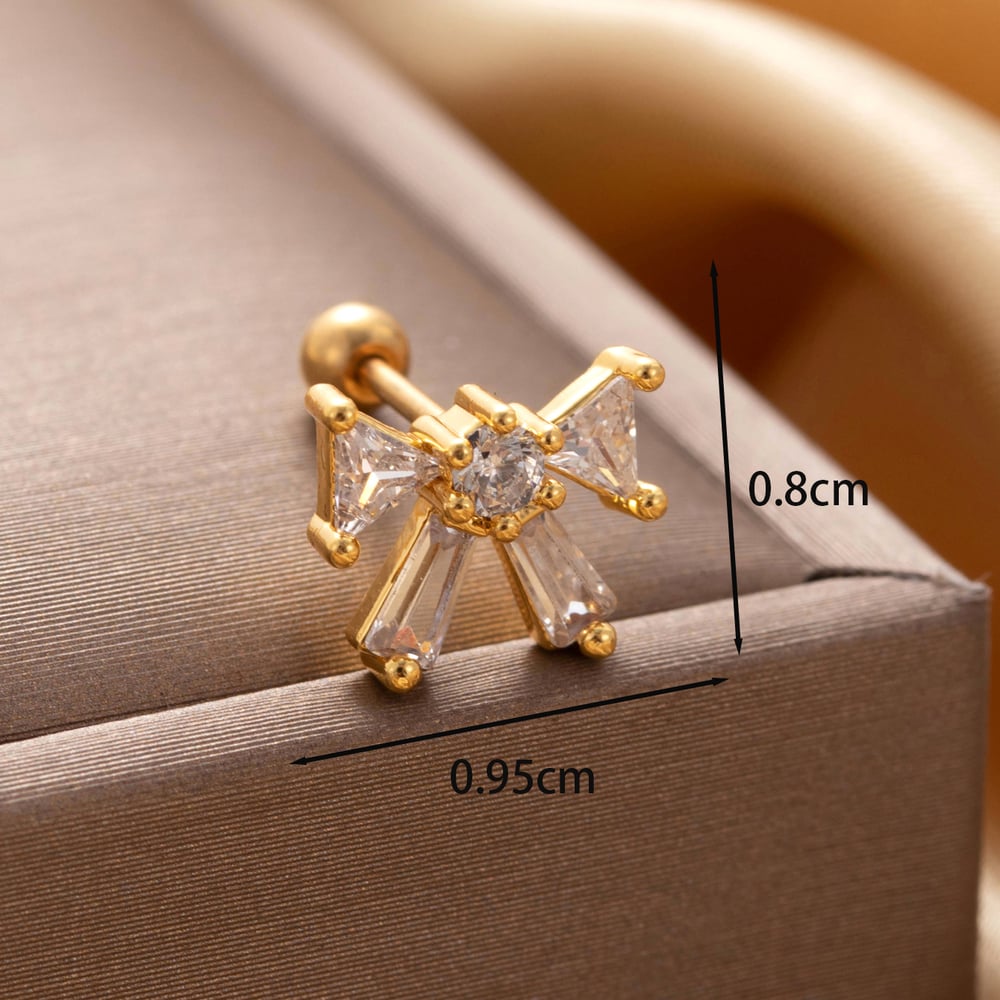 1 Piece Simple Series Classic Bow Knot Copper No Plating Material Zircon Women Stud Earrings Picture5